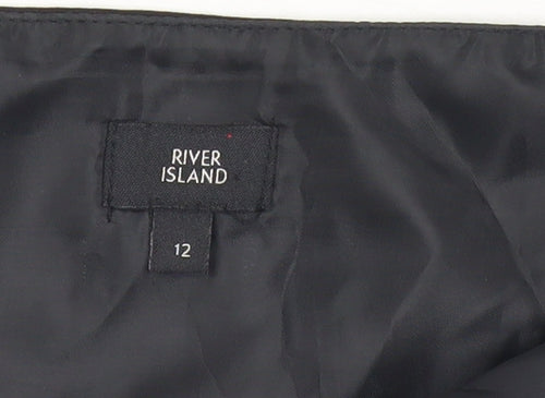 River Island Women’s Black One Shoulder Cropped Blouse Size 12 Party Top
