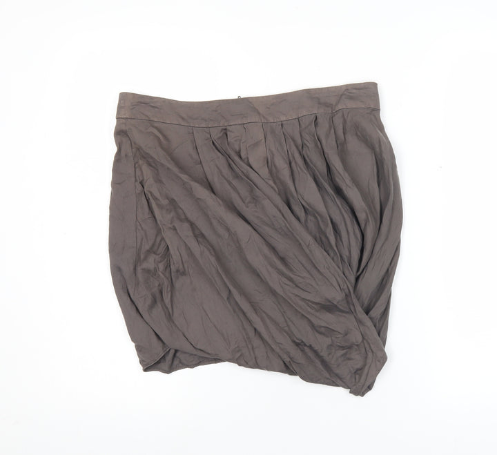 Warehouse Women Brown Size 12 Bubble Hem Cotton Skirt
