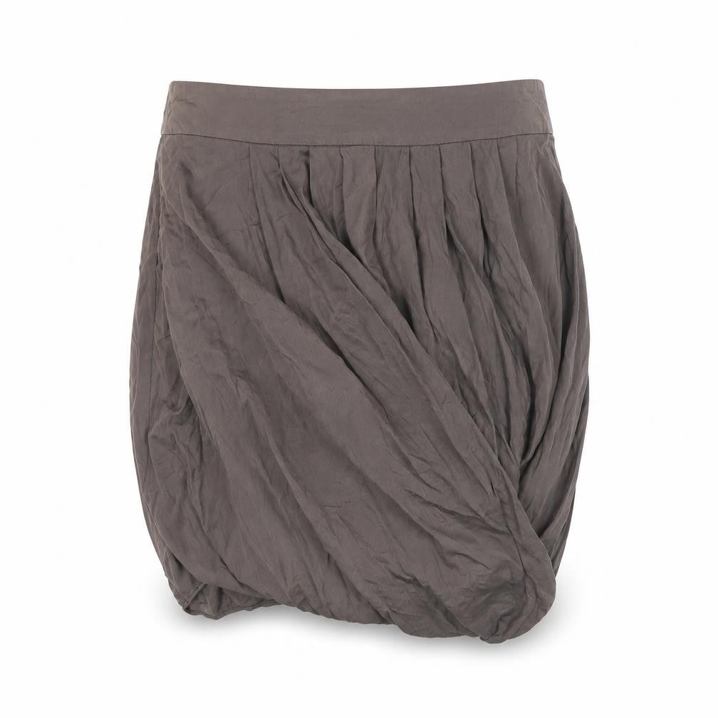 Front view of Warehouse Women Brown, size 12, Bubble Hem Cotton Skirt