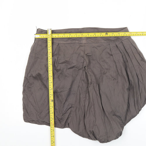 Warehouse Women Brown Size 12 Bubble Hem Cotton Skirt