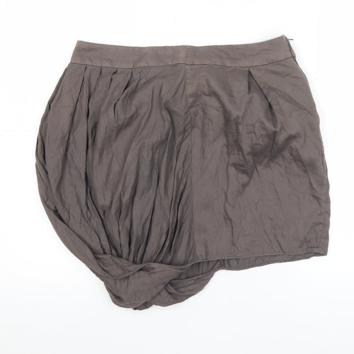 Warehouse Women Brown Size 12 Bubble Hem Cotton Skirt