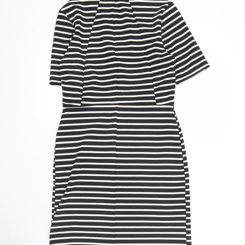 Topshop Petite Women Black Size 10 Bodycon Striped Knee Length Dress