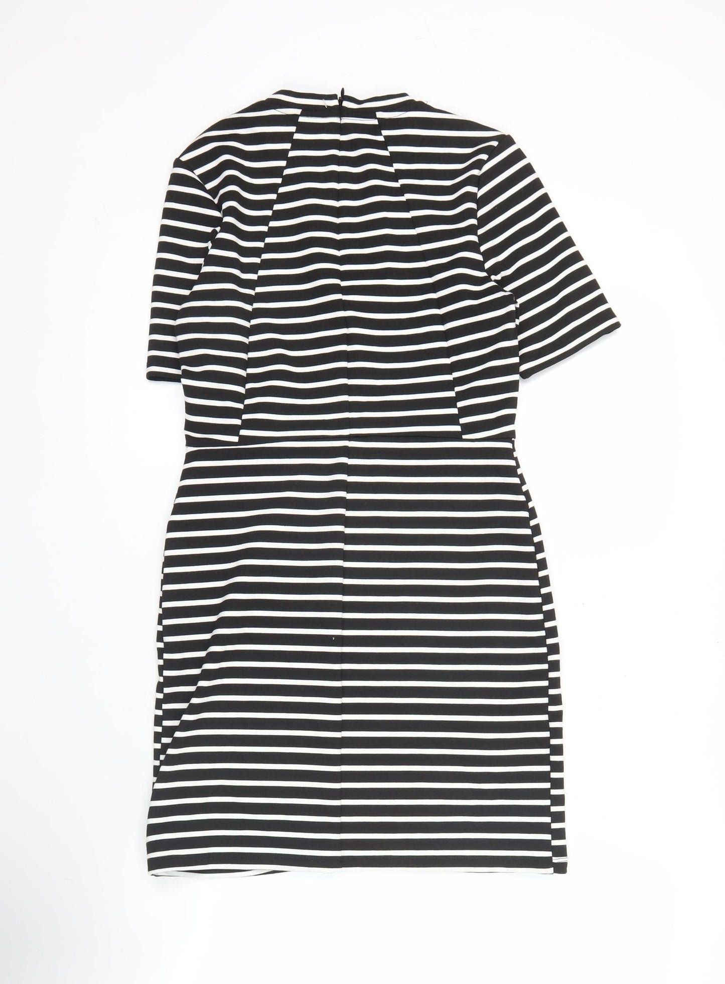 Topshop Petite Women Black Size 10 Bodycon Striped Knee Length Dress