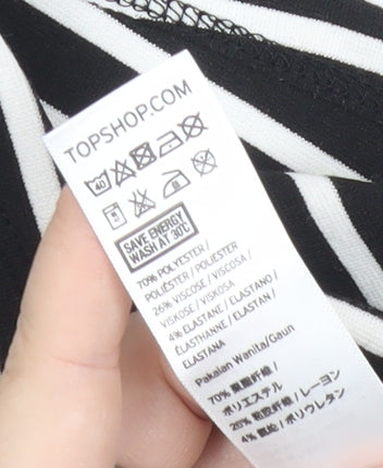 Topshop Petite Women Black Size 10 Bodycon Striped Knee Length Dress
