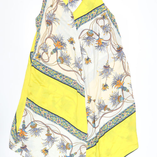 Zara Basic Women’s Yellow Multicolour Floral Midi Shift Dress Size 12