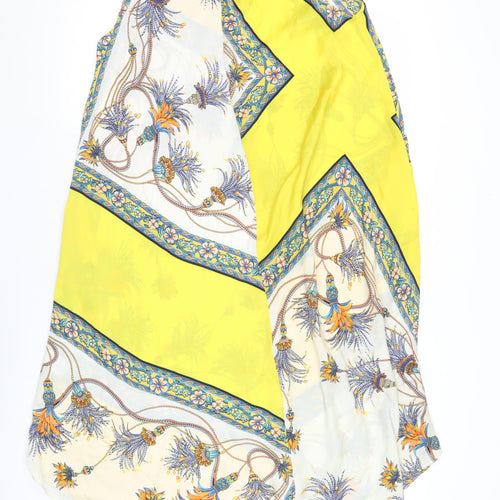 Zara Basic Women’s Yellow Multicolour Floral Midi Shift Dress Size 12