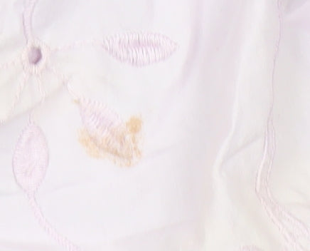 River Island Women Pink Cotton Embroidered Puff Sleeve Blouse Size 10