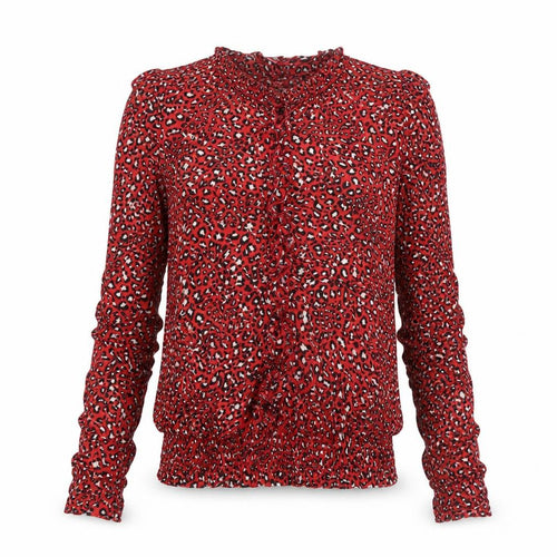 Joe Browns Women Red Animal Print Ruffle Blouse Size 10