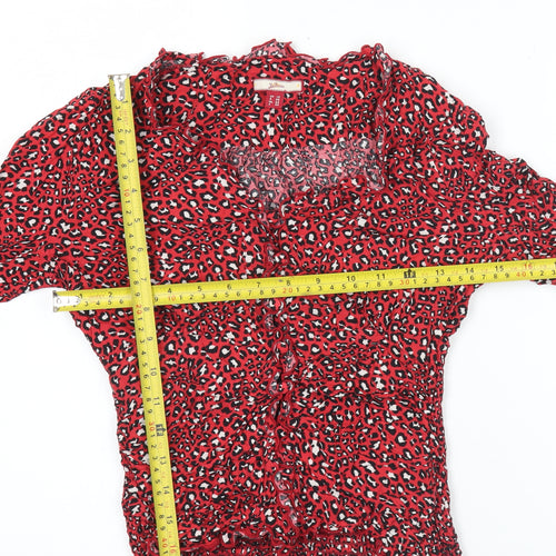 Joe Browns Women Red Animal Print Ruffle Blouse Size 10