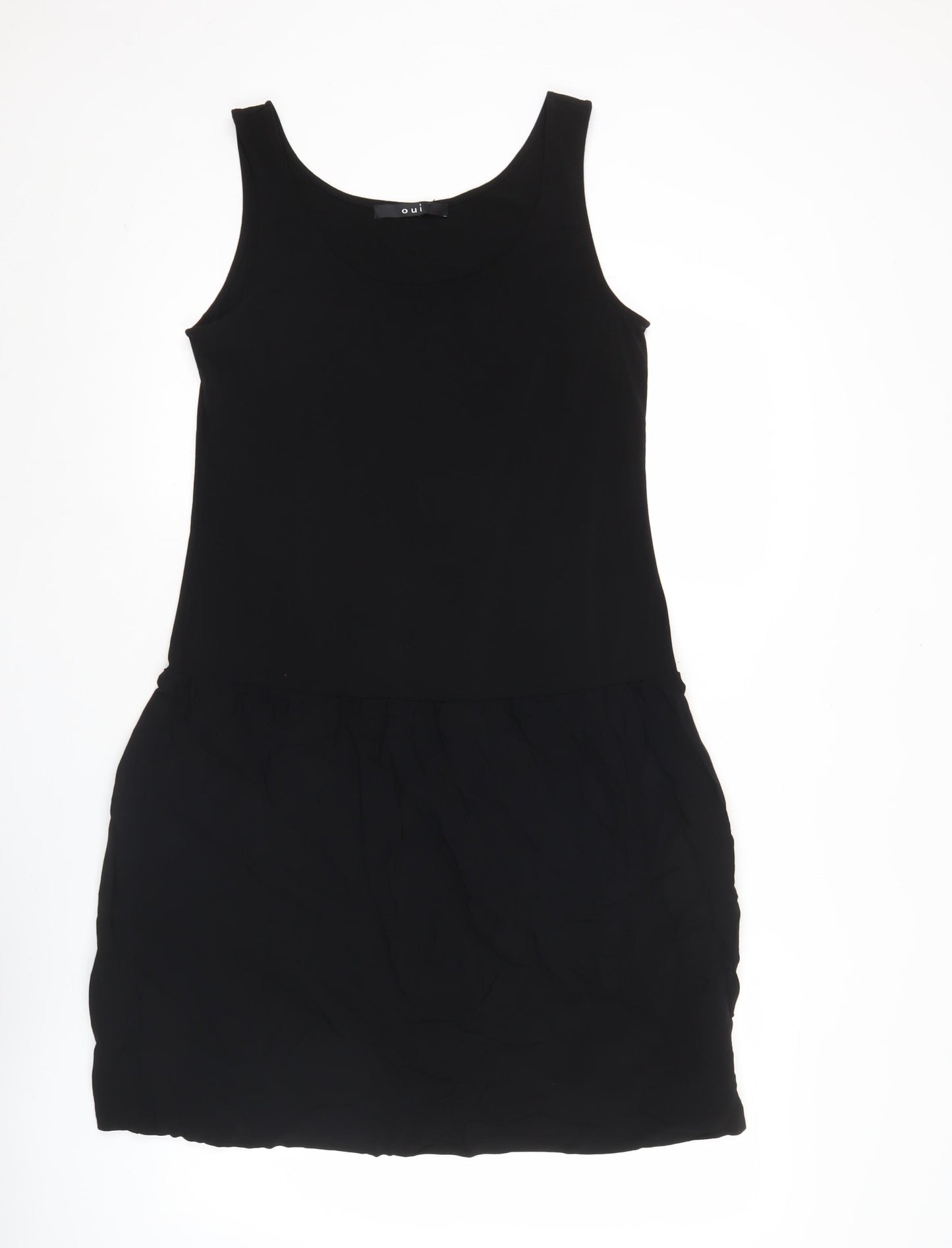 Oui Womens Black Tank Dress Size 14 Knee Length Sleeveless Scoop Neck