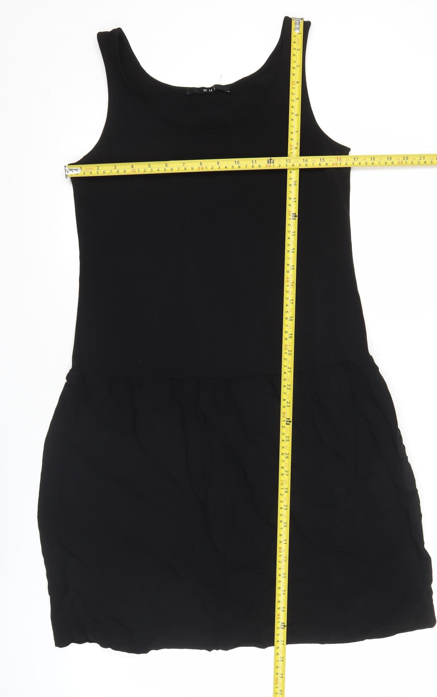 Oui Womens Black Tank Dress Size 14 Knee Length Sleeveless Scoop Neck