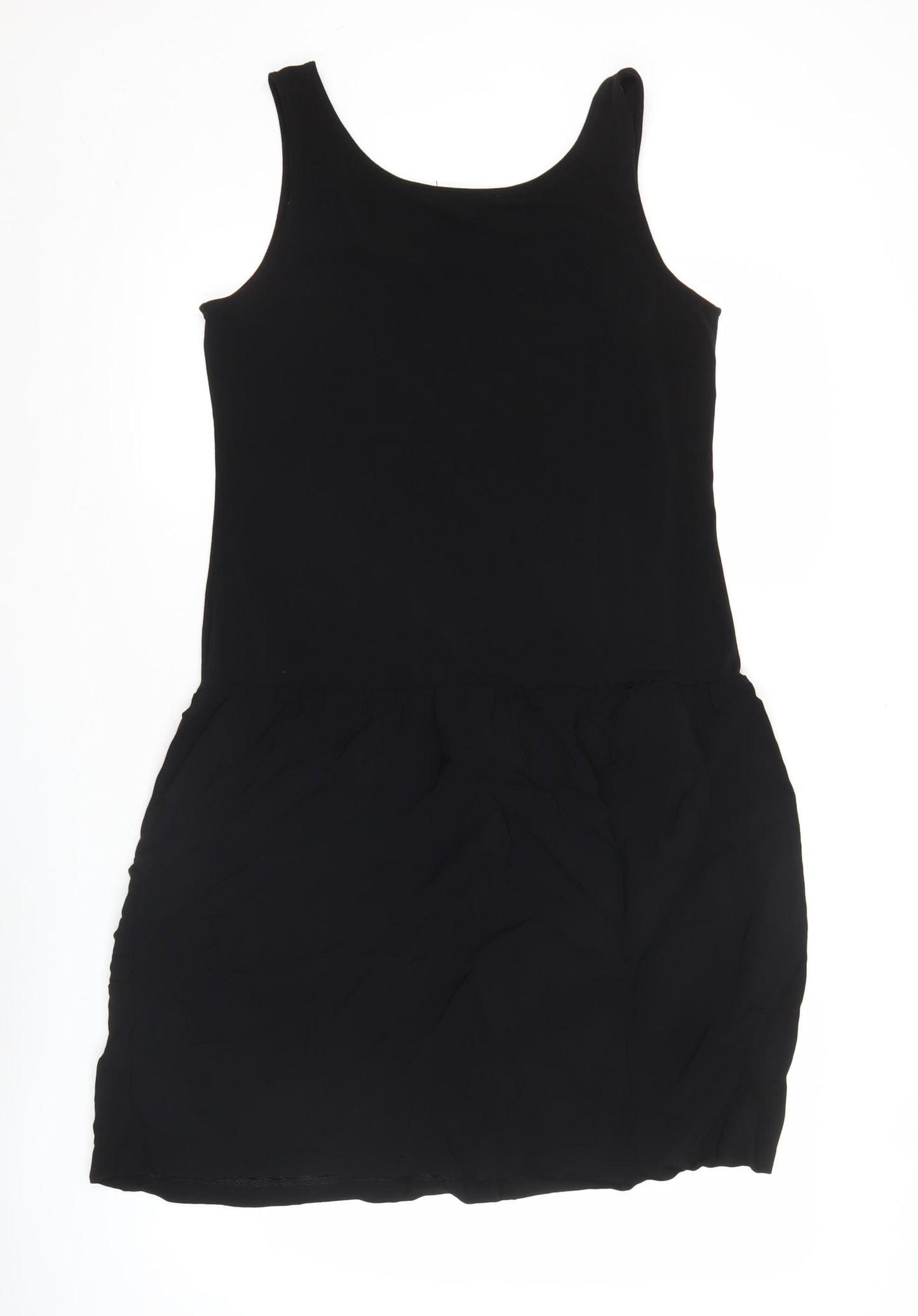 Oui Womens Black Tank Dress Size 14 Knee Length Sleeveless Scoop Neck