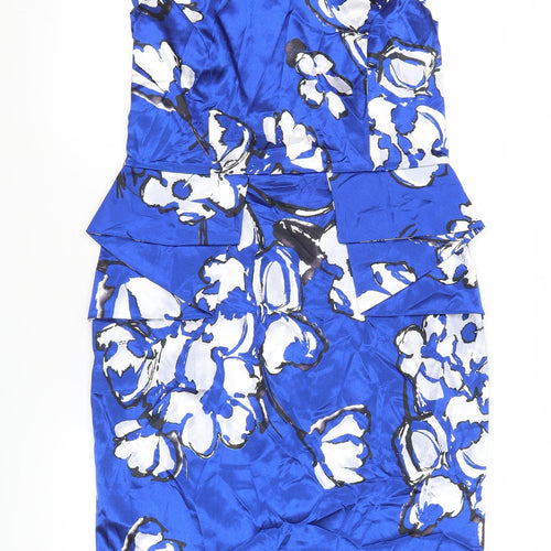 Roman Women’s Blue Floral Sheath Dress Size 12 Knee Length