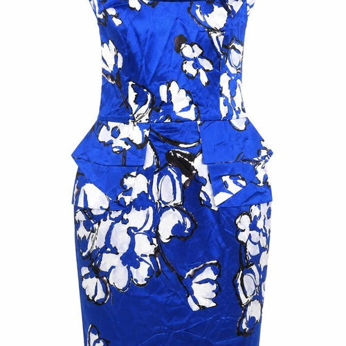 Roman Women’s Blue Floral Sheath Dress Size 12 Knee Length