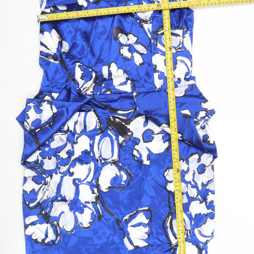 Roman Women’s Blue Floral Sheath Dress Size 12 Knee Length