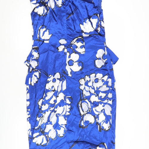 Roman Women’s Blue Floral Sheath Dress Size 12 Knee Length