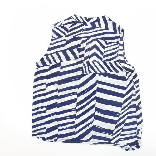 Dorado Women’s Blue White Striped Sleeveless Tunic Blouse Size M