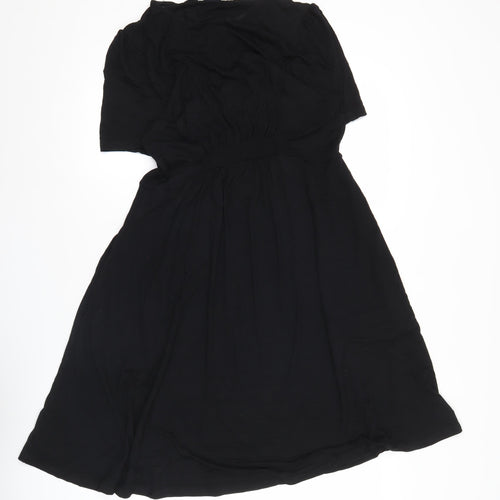 Boden Women Black Size 12 A-Line Knee Length Short Sleeve Dress