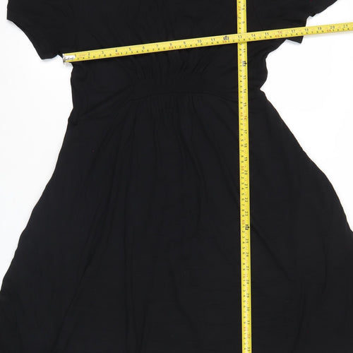 Boden Women Black Size 12 A-Line Knee Length Short Sleeve Dress