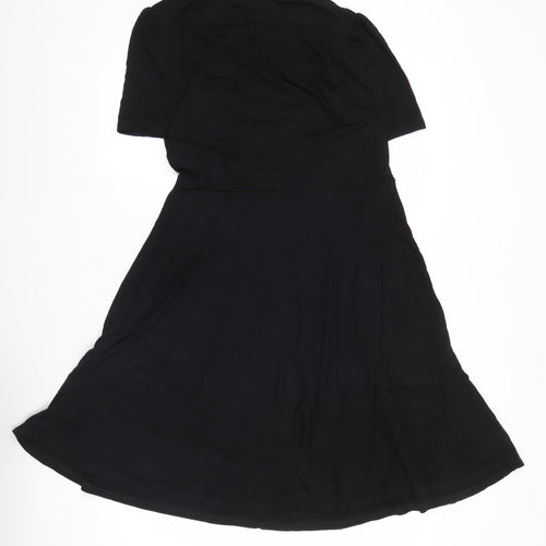 Boden Women Black Size 12 A-Line Knee Length Short Sleeve Dress