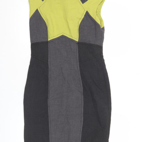 Marks and Spencer Women's Grey Green Colourblock Sheath Dress UK 12
