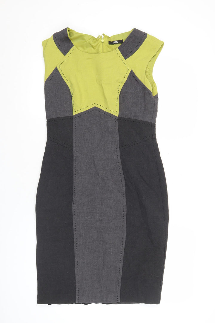 Marks and Spencer Women's Grey Green Colourblock Sheath Dress UK 12