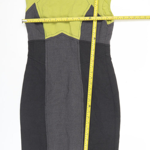 Marks and Spencer Women's Grey Green Colourblock Sheath Dress UK 12