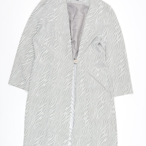 Mark Angelo Womens Grey Animal Print Long Coat Size 16 Polyester