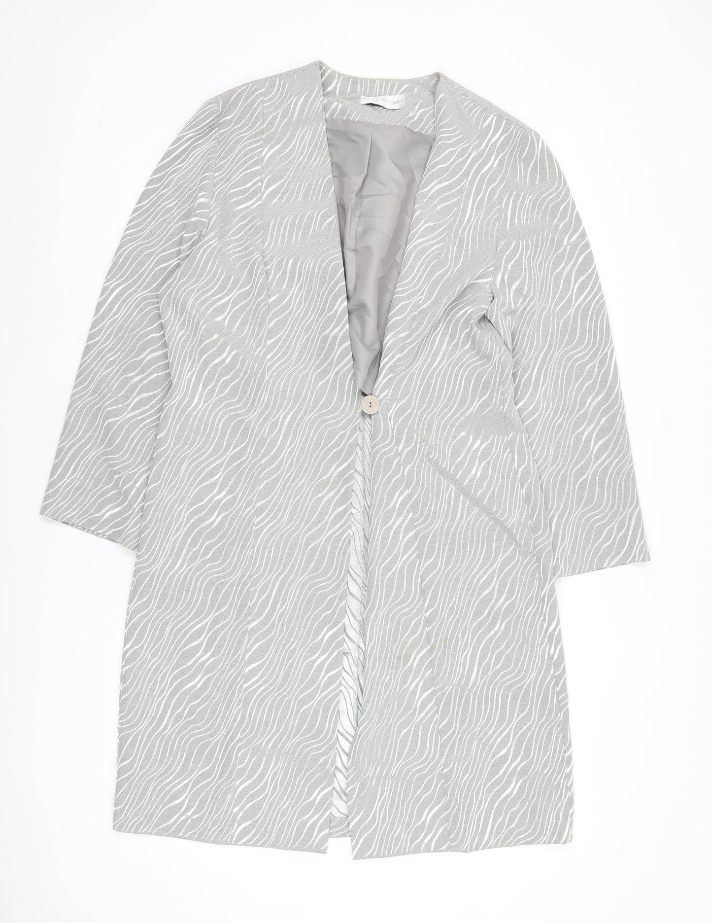 Mark Angelo Womens Grey Animal Print Long Coat Size 16 Polyester