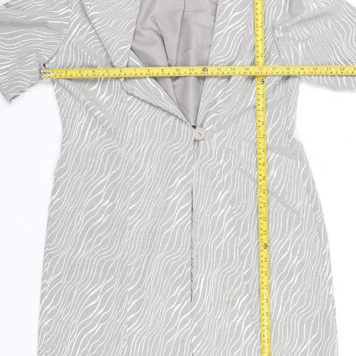 Mark Angelo Womens Grey Animal Print Long Coat Size 16 Polyester