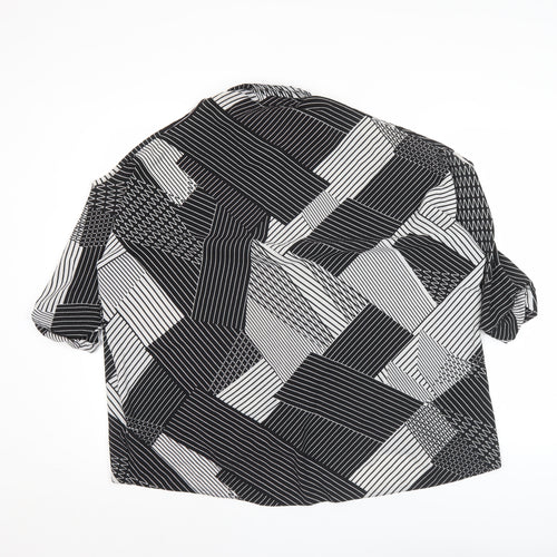 New Look Womens Black Geometric Cold Shoulder Button Up Shirt Size 12