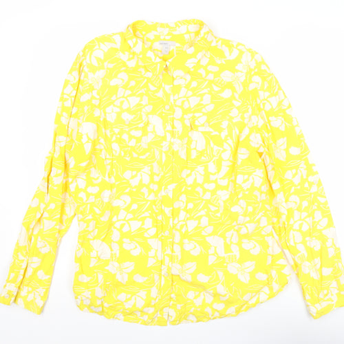 Old Navy Women’s Yellow Floral Cotton Button-Up Shirt 2XL