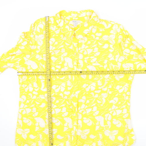 Old Navy Women’s Yellow Floral Cotton Button-Up Shirt 2XL