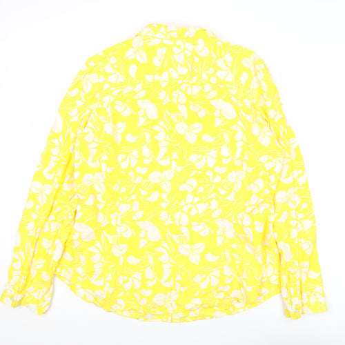 Old Navy Women’s Yellow Floral Cotton Button-Up Shirt 2XL