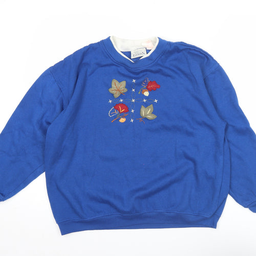 Basic Editions Women’s Blue Embroidered Sweatshirt Size S