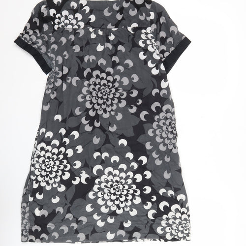 H&M Women’s Black Floral Shirt Dress UK 12 Short Sleeve