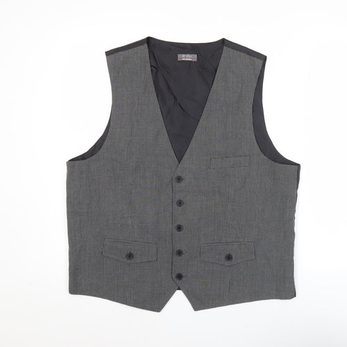 Jeff Banks Men’s Grey Checked Waistcoat L Classic Formal