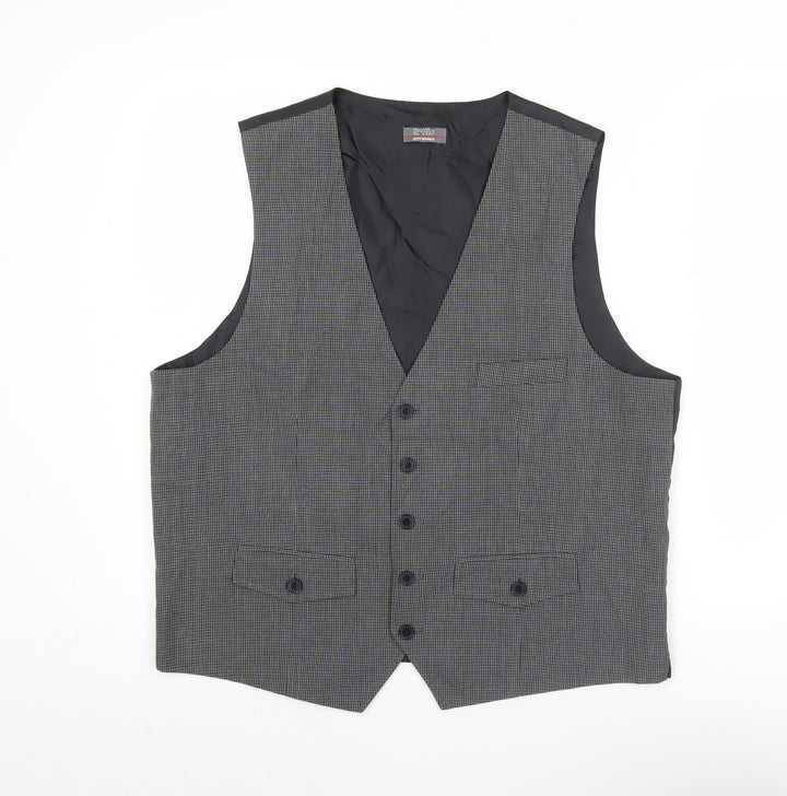 Jeff Banks Men’s Grey Checked Waistcoat L Classic Formal