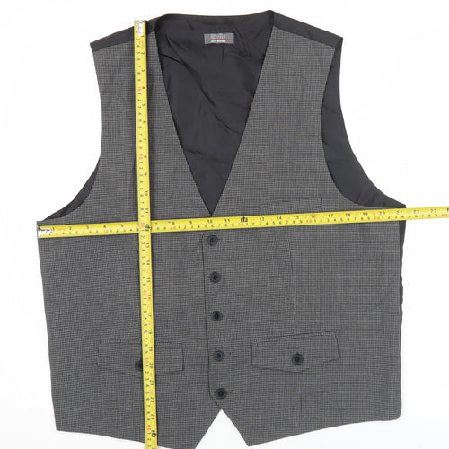 Jeff Banks Men’s Grey Checked Waistcoat L Classic Formal