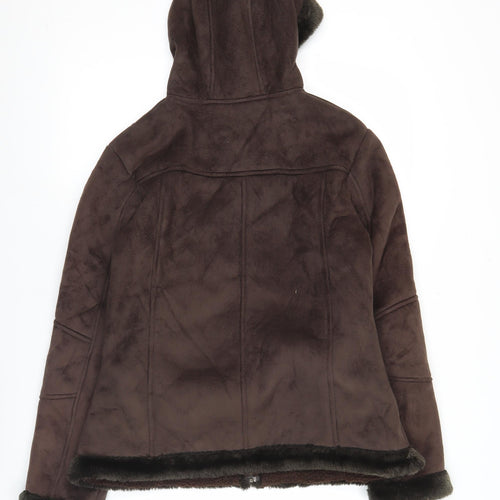 Avenue Womens Brown Hooded Winter Coat Size 14 Lined Polyester