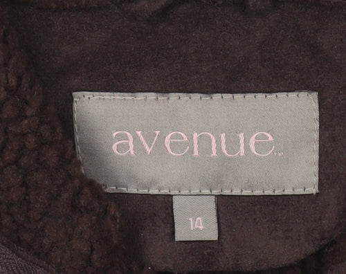 Avenue Womens Brown Hooded Winter Coat Size 14 Lined Polyester