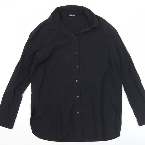 Select Womens Black Button Up Long Sleeve Shirt Size 6
