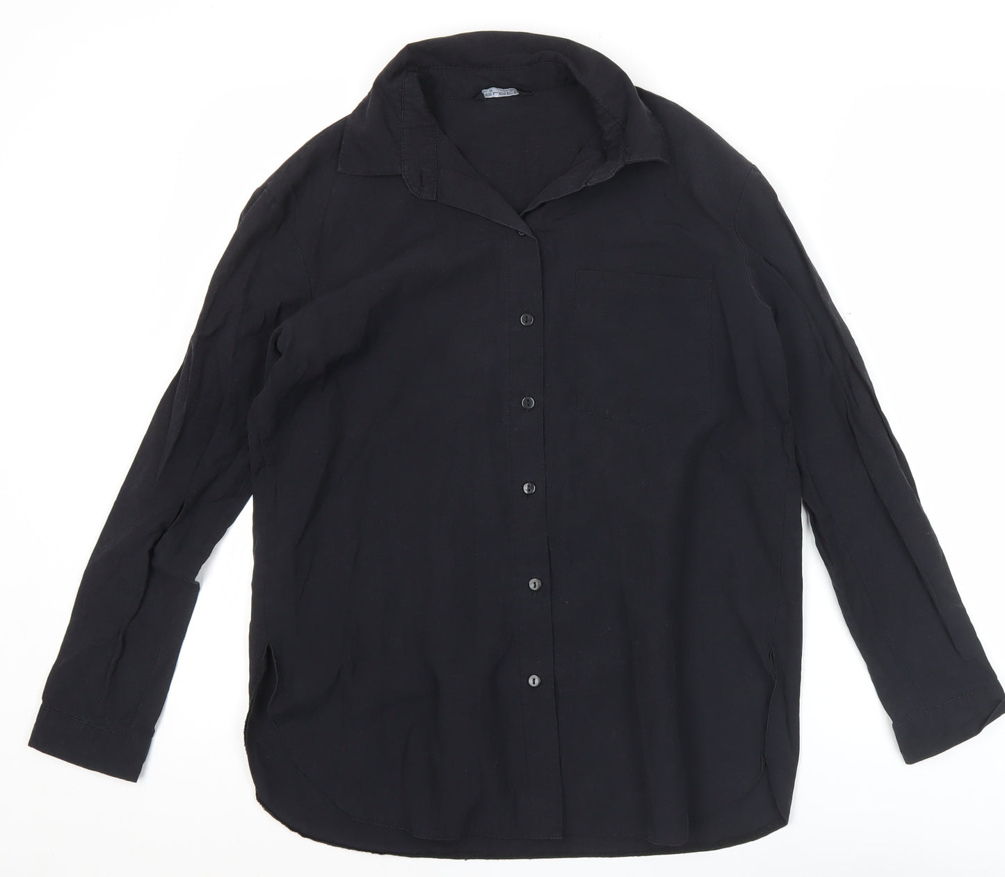 Select Womens Black Button Up Long Sleeve Shirt Size 6
