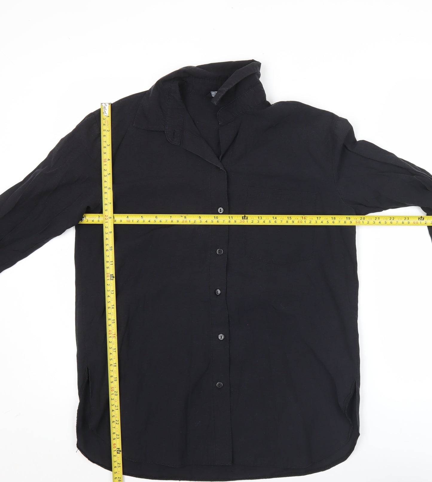 Select Womens Black Button Up Long Sleeve Shirt Size 6