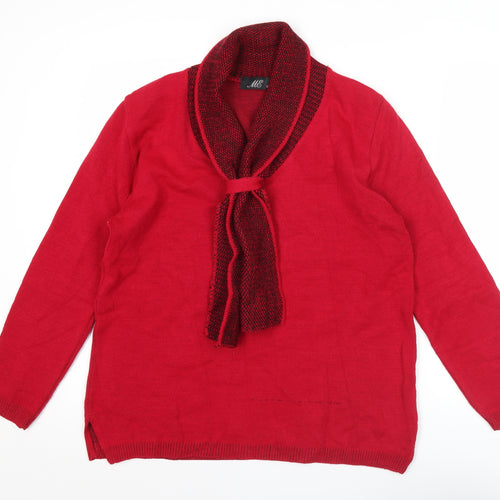 ME Womens Red Cowl Neck Knit Pullover Jumper Size M