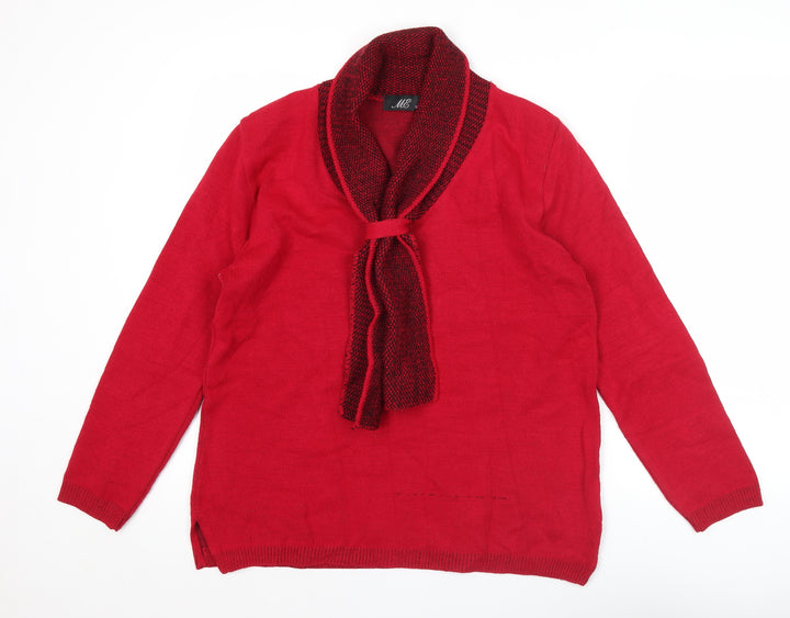 ME Womens Red Cowl Neck Knit Pullover Jumper Size M