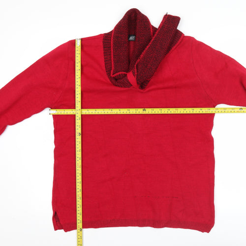 ME Womens Red Cowl Neck Knit Pullover Jumper Size M