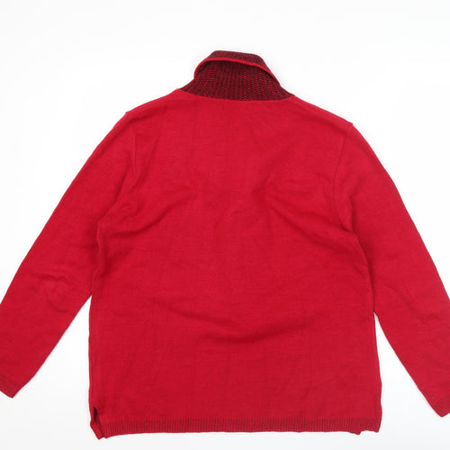 ME Womens Red Cowl Neck Knit Pullover Jumper Size M