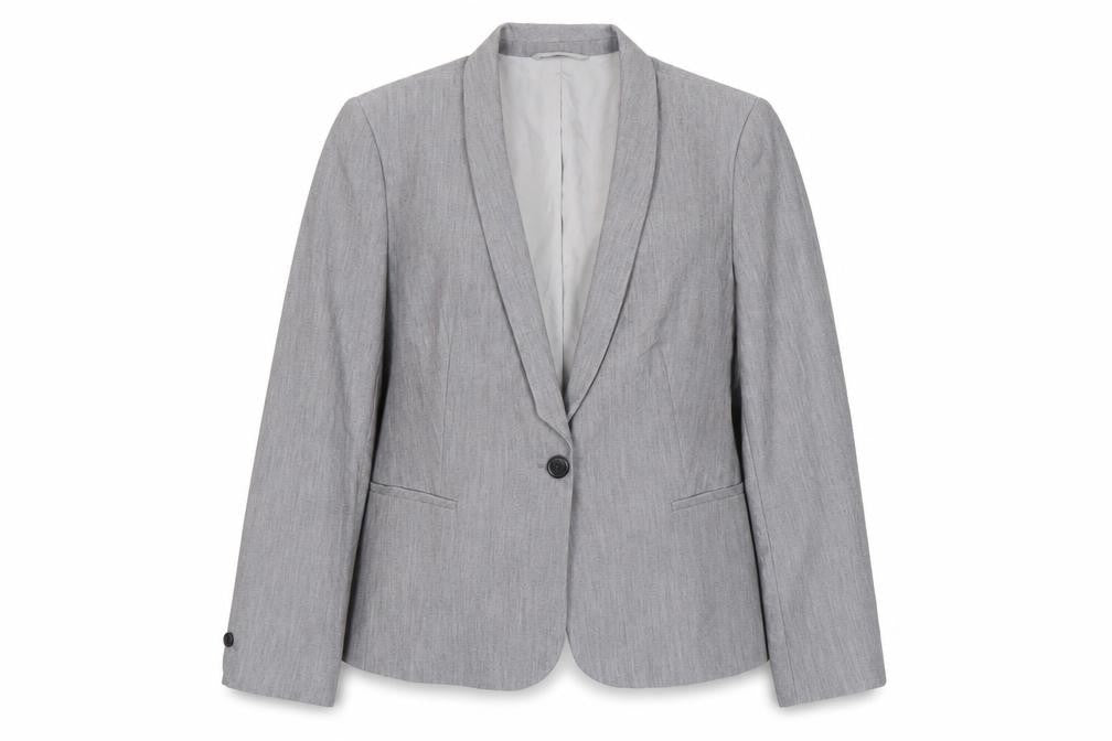 Front view of Papaya Women’s Grey Blazer, size UK 14, Classic Work Office Jacket
