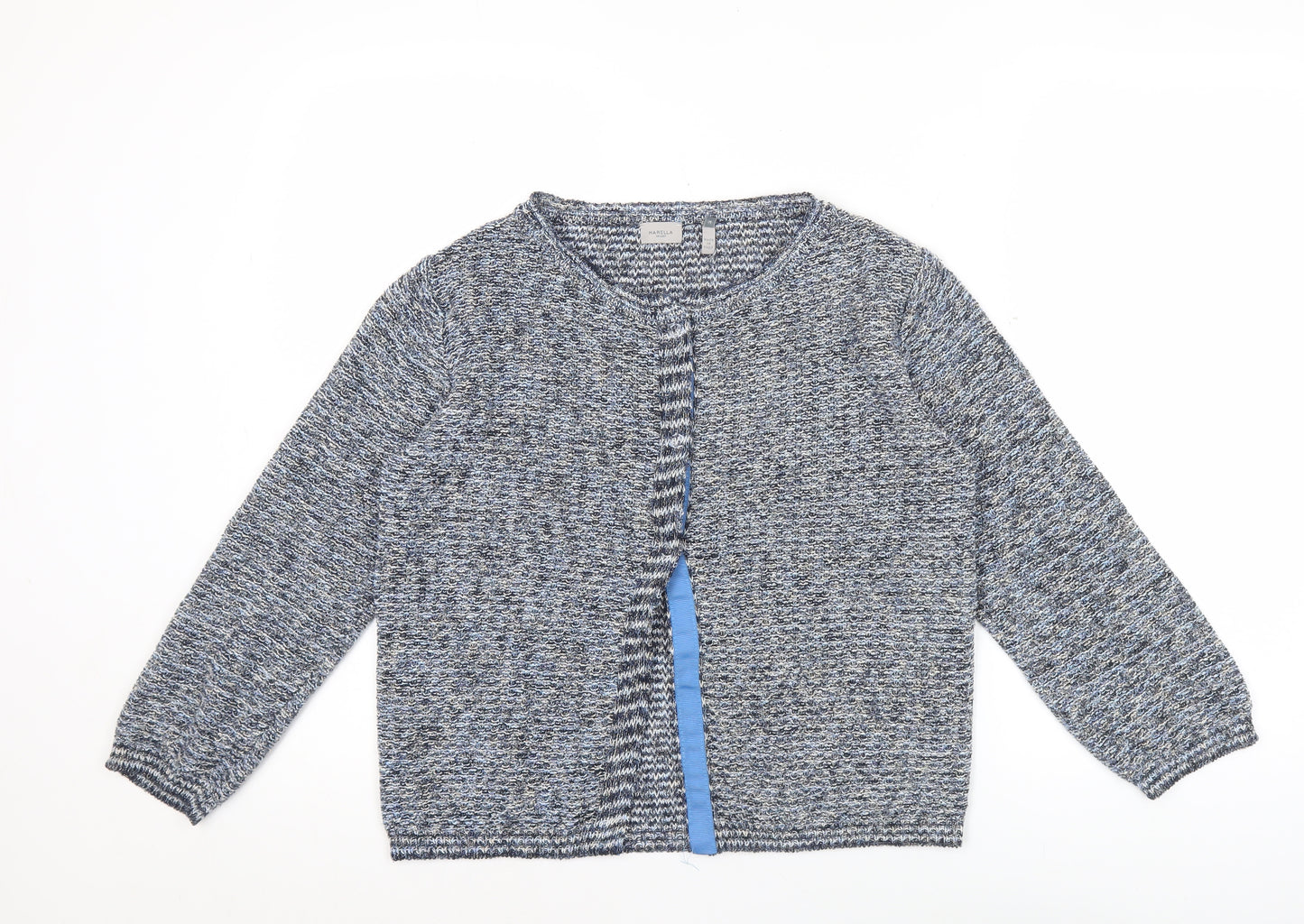 Marella Sport Women’s Blue Knit Cardigan M Crew Neck Long Sleeve